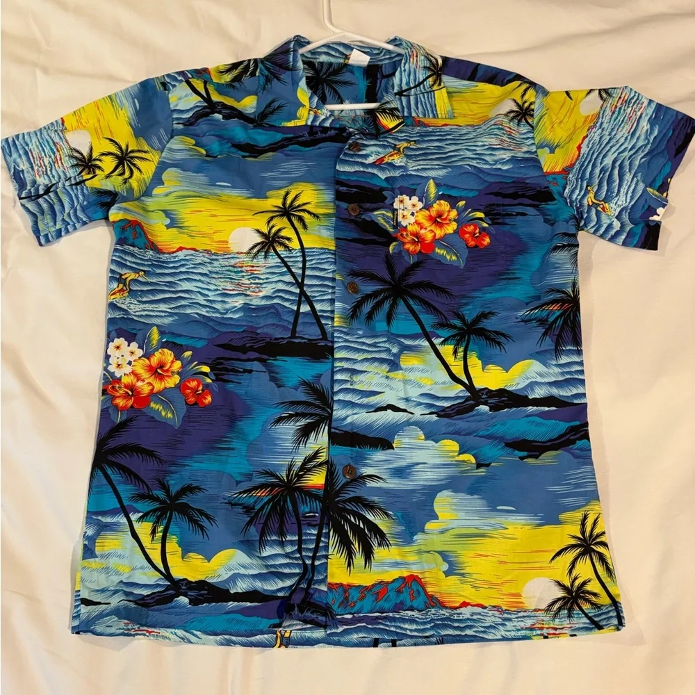 Vibrant Ocean Sunset Hawaiian Shirt - Picture 1 of 4